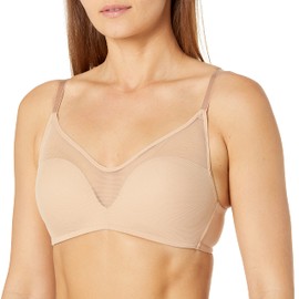 Le Mystere Women's Sheer Illusion Wireless Bra Bra, Natural, 36G