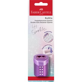 Faber-Castell Double Hole Sharpener RollOn Sparkle, Blister Card of 1 - Assorted Colours