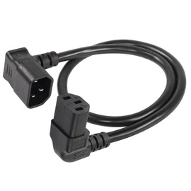 CERRXIAN 0.6m Upward Angled IEC 320 C14 to Upward Angled C13 Power Cable, 90 Degree C14 Male to C13 Female PDU Power Supply Cable for Monitors, Computers, etc.