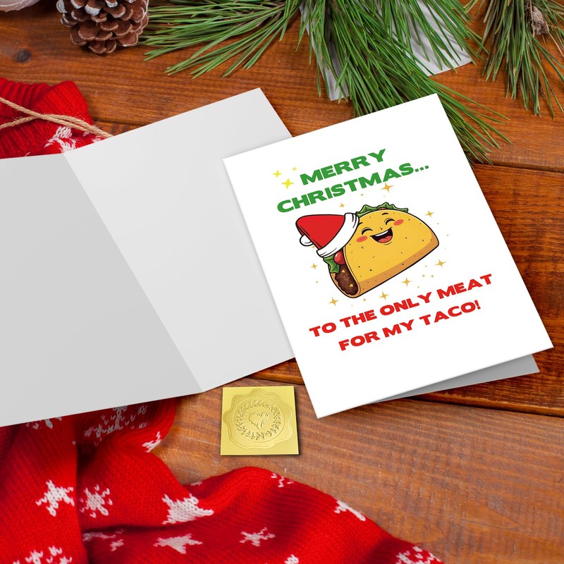 CGBRkakkoii Funny Christmas Card for Men, Humorous Taco Xmas Love