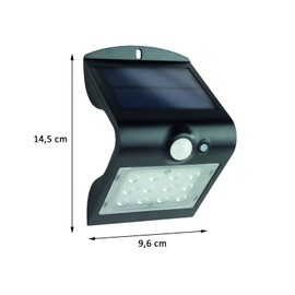 REV BUTTERFLY Solar Lamp for Outdoor Use, 1200 mAh, Li-Ion, LED Spotlight, Waterproof IP65, 1.5 W, Outdoor Motion Sensor Black
