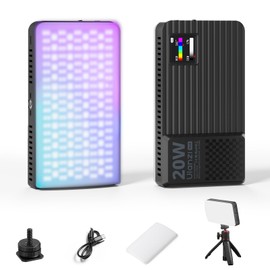 ULANZI K20 RGB Videoleuchte, tragbares 20W LED Kamera Lichtpanel 0–360 Vollfarbe, CRI 95+ 1800K–9000K, wiederaufladbare LED Videobeleuchtung mit 3300 mAh für Vlogging, Fotografie