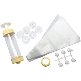 Zenker 15285 Pastry and Decorating Set, Piping Bag, Nozzles, Pastry Press, Plastic, Cream/White