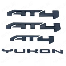 GMC 4PCS AT4 Yukon Matte Black Door Tailgate Emblem Fit 2021-2025 GMC Yukon Yukon XL