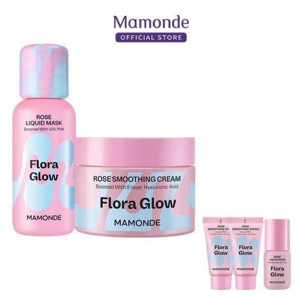 Flora Glow Rose Liquid Mask 80ml + Rose Smoothing Cream
