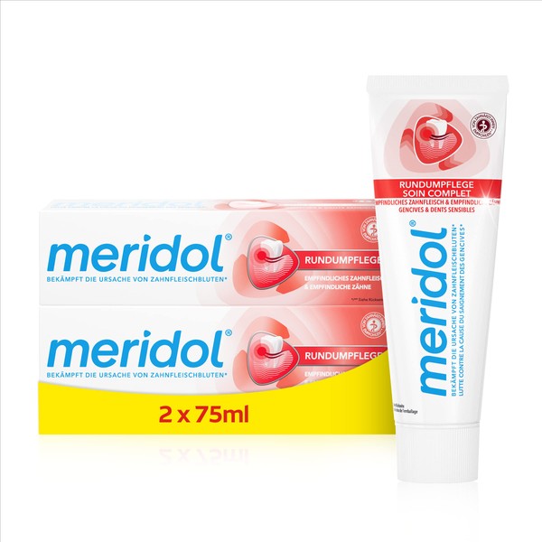 meridol Toothpaste All-Round Care 2 x 75 ml - Daily All-Round Care for Sensitive Gums and Teeth