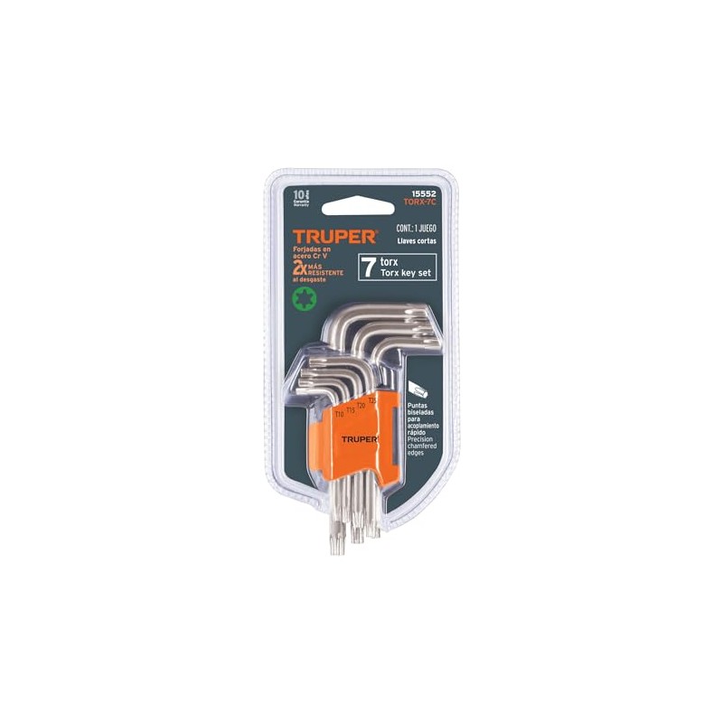 Truper TORX-7C, Juego de llaves Torx, 7 piezas con organizador