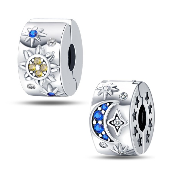 MICOO 925 Sterling Silver Clip Cubic Zirconias Beads Charms for