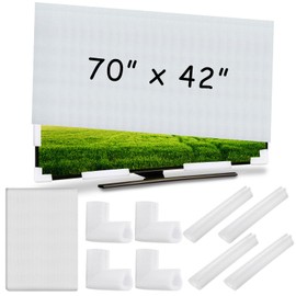 Maasechs Cushioning Foam Set Include 1 Pcs Foam Flat Screen TV Cover Fits up to 70'' W x 42'' H and 8 Pcs Moving Foam Corner Edge Protectors for TV Display Screen Protector Packing Moving