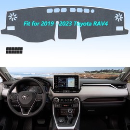 AUQDD Dashboard Cover Mat Fit for 2019 2020 2021 2022 2023 to-yota RAV4, Grey Flannel Dash Mat, Anti-Glare, Anti-Reflection, No Peculiar Smell - Not Fit w/HUD Models