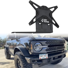 Front License Plate Frame Compatible with 2021-2026 Bronco, JoyTutus Adjustable License Plate Holder for Modular Steel Bumper, Heavy Duty Steel License Plate Mount, Black