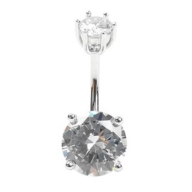 AceFun Silver Belly Button Piercing Genuine 925 Sterling Silver 12 mm Round Clear Belly Button Piercing 14G Navel Piercing Sterling Silver S925 Banana Bells Belly Piercing Rings Jewellery for Women