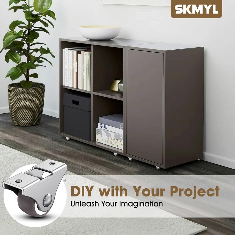 SKMYL 1.25 Inch Small Fixed Caster Wheels with Quiet Rolling,Drawer