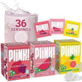 Plink Tabletas de bebida con electrolitos efervescentes para hidratacin diaria, tabletas de electrolitos de 36 unidades  sodio, potasio, magnesio,... 