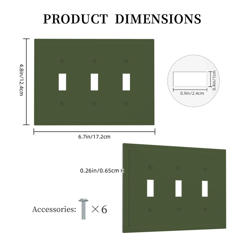 Wmhusu Light Switch Covers Olive Green 3 Gang Wall Plate