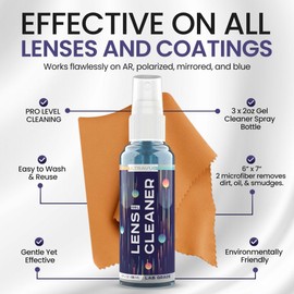 ULTRAVUE Eyeglass Gel Lens Cleaner Spray Kit - 3 x 2oz Gel Eyeglasses Cleaner Spray Bottle + 2 Microfiber Cloth for Cleaning - Safe for All Lenses (AR Coated Included), Eyeglasses and Screens