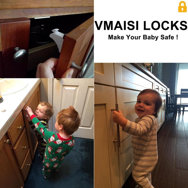 Vmaisi Magnetic Cabinet Locks Baby Proofing 20 Pack