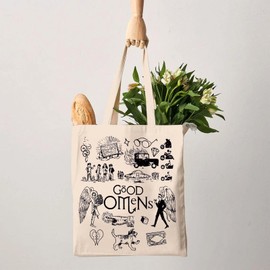 G2TUP Omens TV Show Inspired Gift Aziraphale and Crowley Fan Tote Bag Ineffable Husbands Handbag Omens TV Show Merch (Aziraphale and Crowley Fan TB)