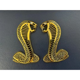 Ford Cobra Snake Dash Fender Emblems Trunk for Ford Mustang 1994-2004 3.5 inch - GOLDEN, PAIR