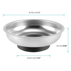 FUNSUEI 10 Packs 3 Inches Magnetic Tray, Stainless Steel Magnetic Bowl, Round Magnetic Parts Tray for Pins, Screws, Bolts, Nuts, Small Parts