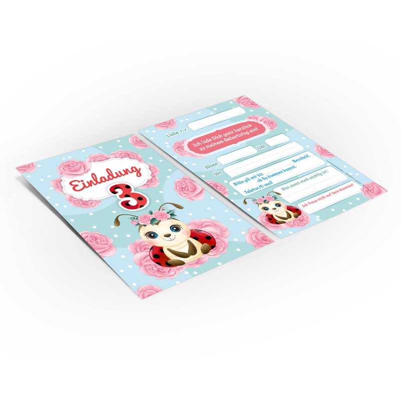 Junapack 12 Invitation Cards with 12 Envelopes for 3rd Children's