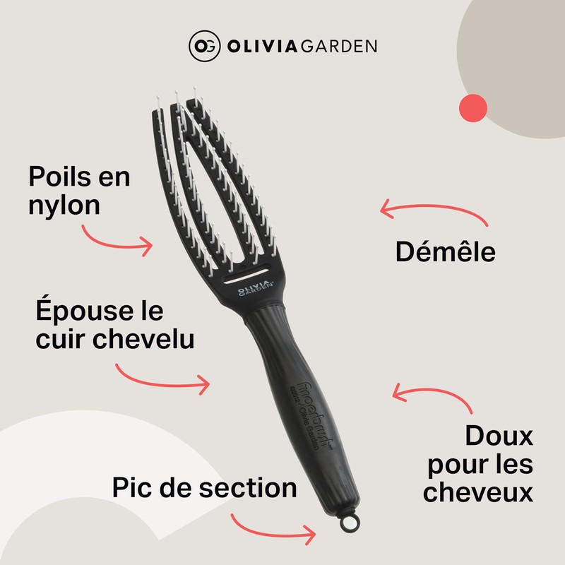Olivia Garden Fingerbrush™ Paddle Hair Brush Small - Scalp Shape,