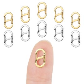 Amabro 10 Pieces Lobster Clasps Double Opening Stainless Steel Necklace Bracelet Shortener Metal Clasps Clasps for Necklace Clip Bracelet Connectors (5 Gold+5 Silver)