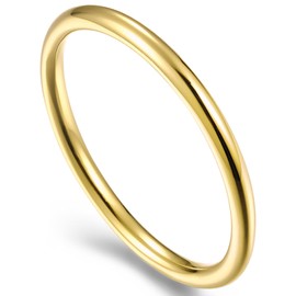 ENDLESSNESS & ETERNITY 2mm 2.5mm 14K Wedding Gold Band for Women Gold Plated Comfort Fit Stackble Plain Ring Knuckle Finger