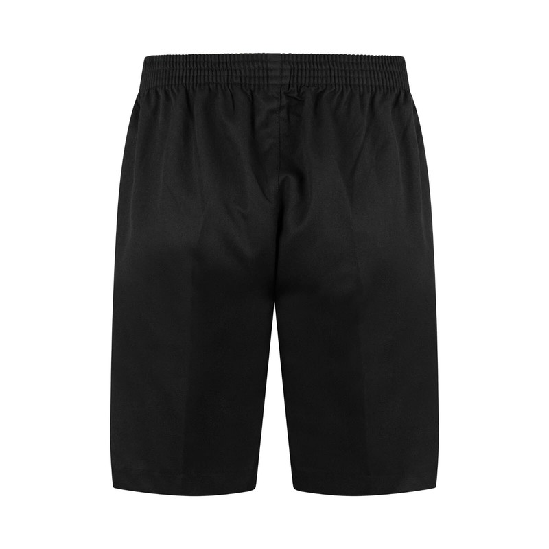 Boys School Shorts, Pull Up Style, Black and Grey, Elastic