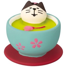Deco Corporation concombre ZSA-38716R Chibi Cat Cherry Blossom Green Tea Size: Approx. φ1.3 inches (3.4 cm), H3.2 inches (3.2 mm)