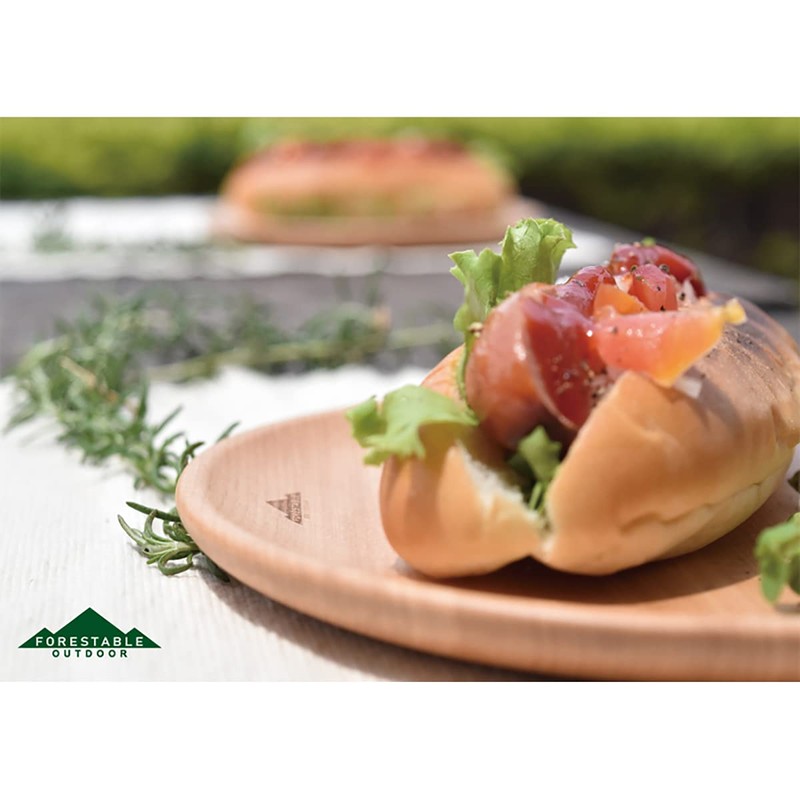 FORESTABLE FORESTABLE Plate Dish, M, Wood, Natural Wood, Outdoor, Camping,
