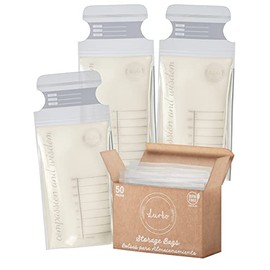 LURKO Bolsas de Almacenamiento de Leche Materna, Grandes 8.0 Oz. 50 pcs | Esterilizadas por Rayos Gama | BPA Free | Doble Cierre y Medidor
