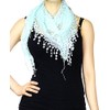 NYFASHION101 Floral Embroidered Metallic Thread Lace Triangle Scarf Shawl, Mint