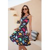 Fanient Women's Dinosaur Print Dress A Line Sleeveless Dress Summer