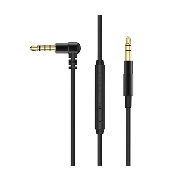 Cubilux 3.5mm to 3.5mm Right-Angled Headphone Replacement Cable with Microphone