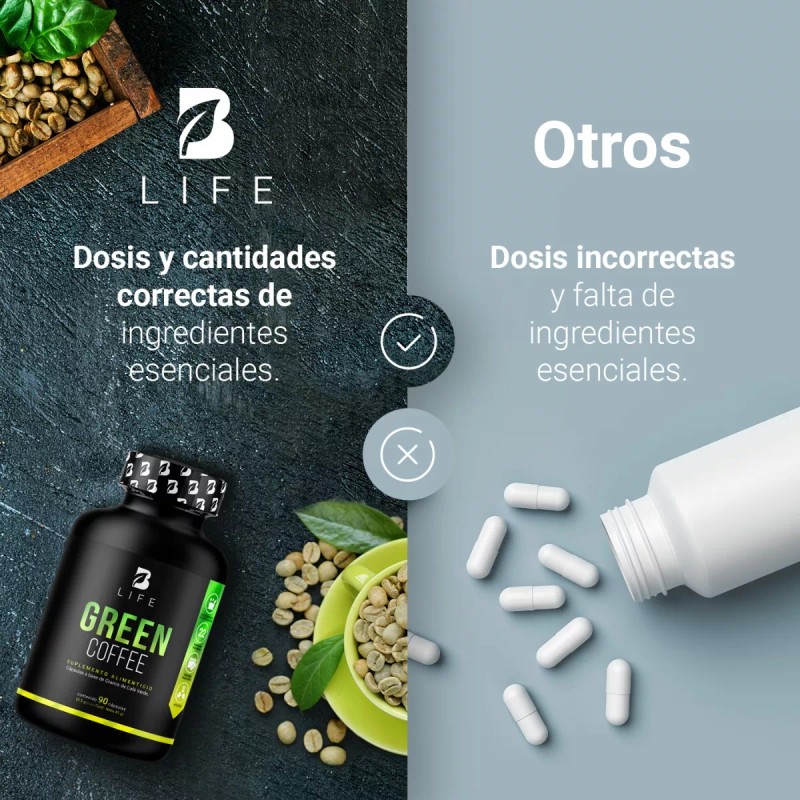 B Life Café Verde 100% Puro 90 Cápsulas. Green Coffee,