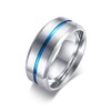 Ztcily Men's Stainless Steel Ring, Blue Anti-Stress Ring with Groove,