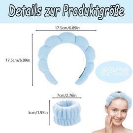 FLEXNOVA Skincare Women's Hair Band, Cosmetic Hair Band, Sponge Spa Headband for Women, Wrist Wash Band, Make-Up Hair Band, Bubble Headband