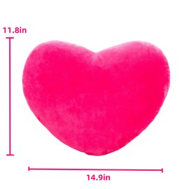 S_SSOY Plush Pillow Heart Shape Cushion Fluffy Throw Pillows Decorative Back Cushions for Friends Valentine's Day (Rose Red)