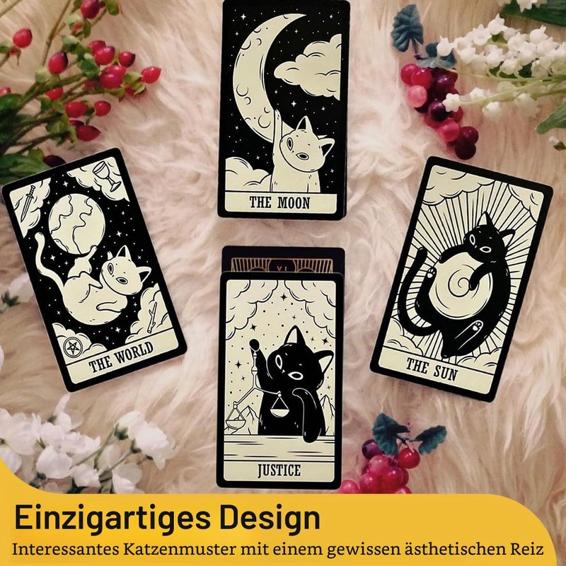 NOPKESV Cat Tarot Cards with Meanings, Keywords, Elements, Planets, Chakras,