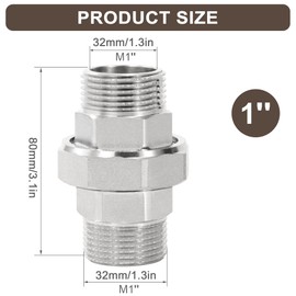 Nickel-plated fitting, 1 inch male x 1 inch male thread fitting made of nickel-plated copper, pipe fitting for water, air, sanitary, industrial