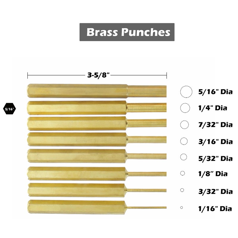 Drixet 18 Piece Steel & Brass Punch Set with Automatic