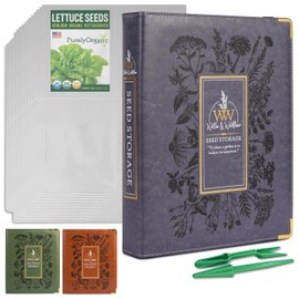 Create-ables Willow and Wildflower Garden Seed Organizer Binder, Seed Storage Organizer, Garden Binder Book for Packet Storage Catalog Can Store 120 Packets with Dibber and Widger (Slate Blue)
