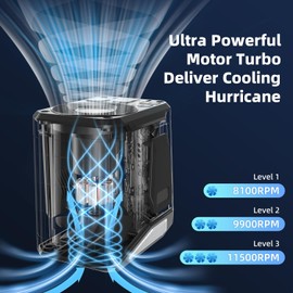 KinYiLO Portable Waist Fan, Wearable Belt Fan for Shirt, 6000mah Rechargeable Battery,11500RPM Ultra Strong Airflow, Personal Cooling Neck Fan for Outdoor Work,Hiking,Camping