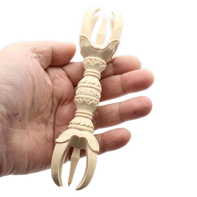 栗田こだわり仏像 【法器】 五鈷杵 15cm 木彫仏具 桧木製 27894