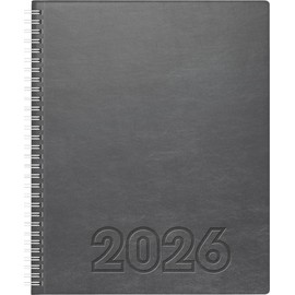 BRUNNEN Book Calendar Mod. Manager Wt 7 weektimer 2026 | 210 x 260 mm, Faux Leather, Grey