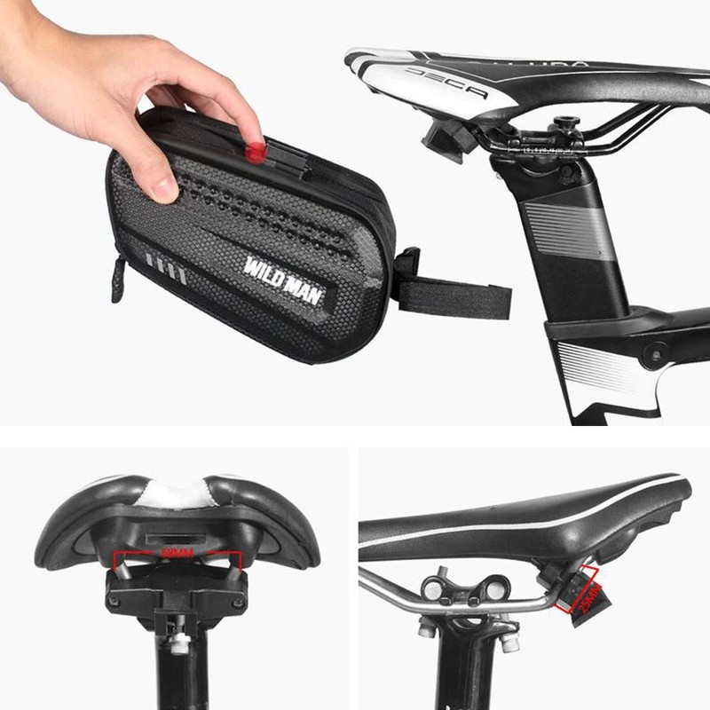 WILD MAN 1.2L Cycling Waterproof Hard Shell Bike Saddle Bag