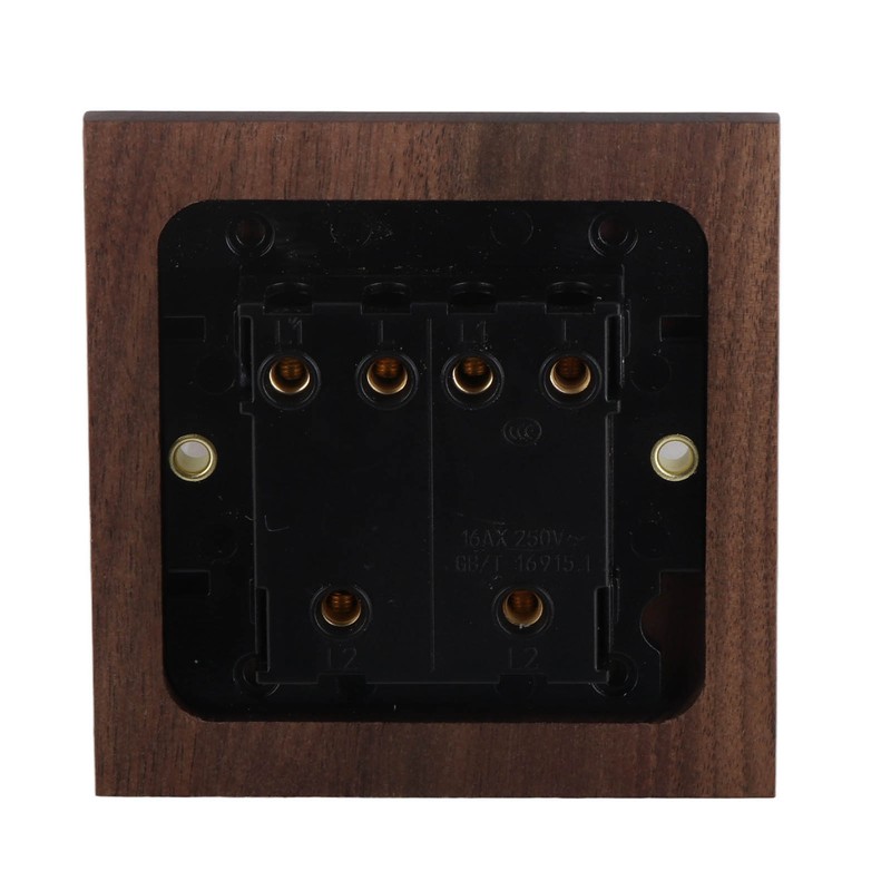 Double Toggle Switch Retro Walnut Wood Wall Mount Panel with