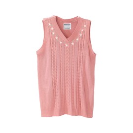 Women’s Open-Back Adaptive No-Peek Embroidered Sweater Vest, Rose, Medium
