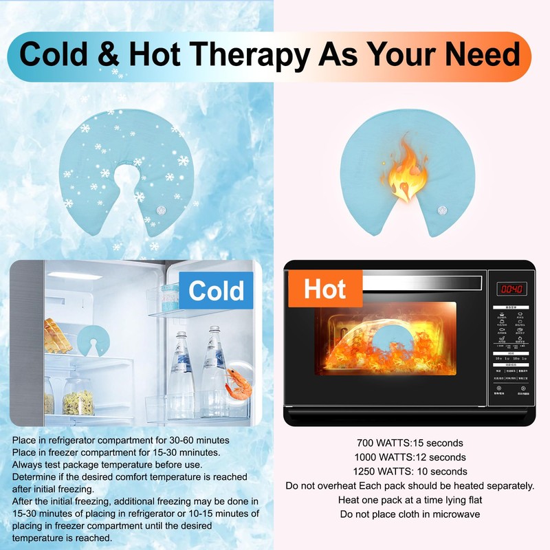 Breast Therapy Ice Packs with Soft Covers, Hot and Cold